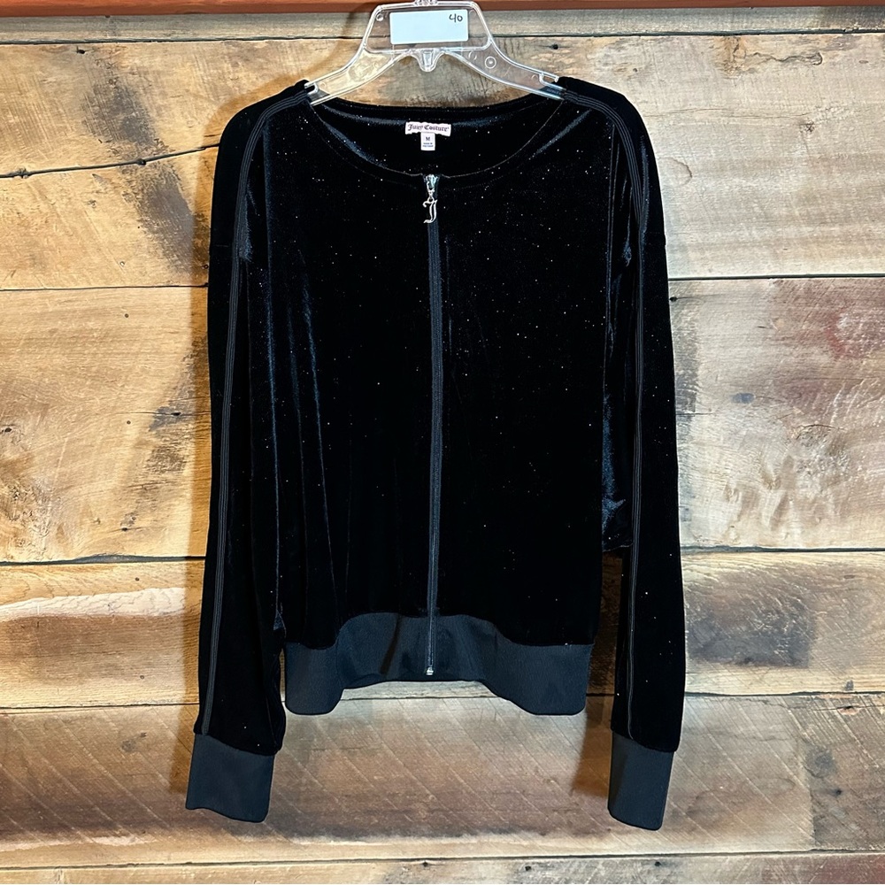 Juicy Couture Black Sparkle Zip-Up Top